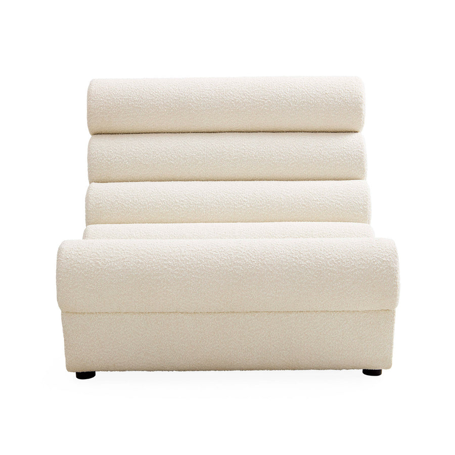  White Bouclé Channeled Slipper Chair | Oroa.com