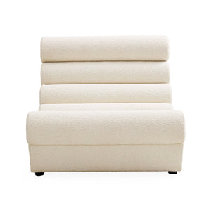   White Bouclé Channeled Slipper Chair | Oroa.com