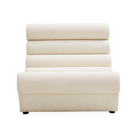   White Bouclé Channeled Slipper Chair | Oroa.com