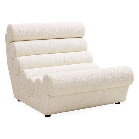   White Bouclé Channeled Slipper Chair | Oroa.com