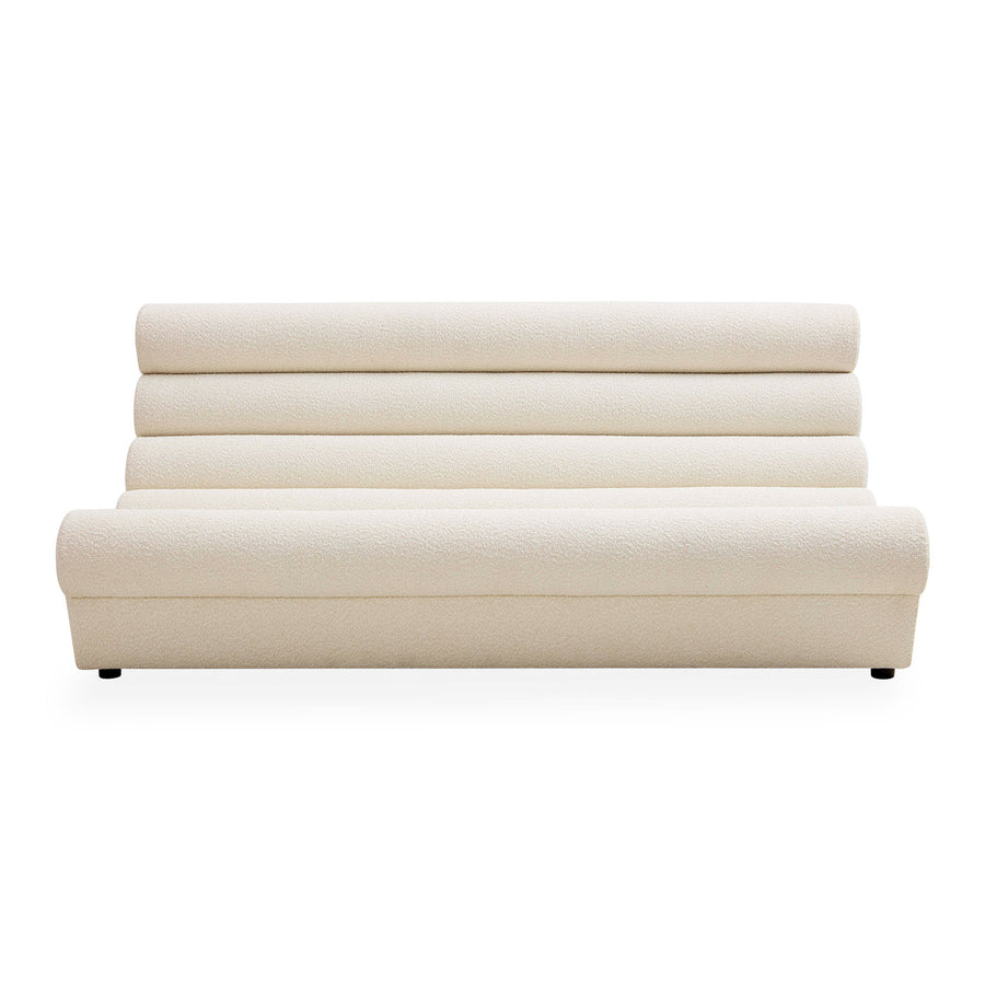   White Bouclé Channeled Slipper Sofa | Oroa.com