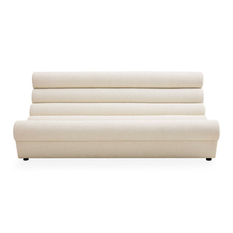   White Bouclé Channeled Slipper Sofa | Oroa.com