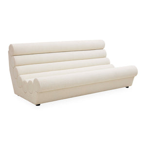   White Bouclé Channeled Slipper Sofa | Oroa.com