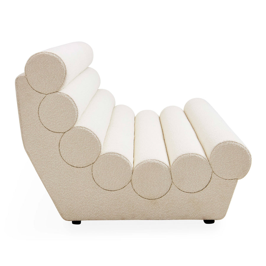   White Bouclé Channeled Slipper Sofa | Oroa.com