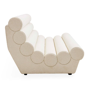   White Bouclé Channeled Slipper Sofa | Oroa.com