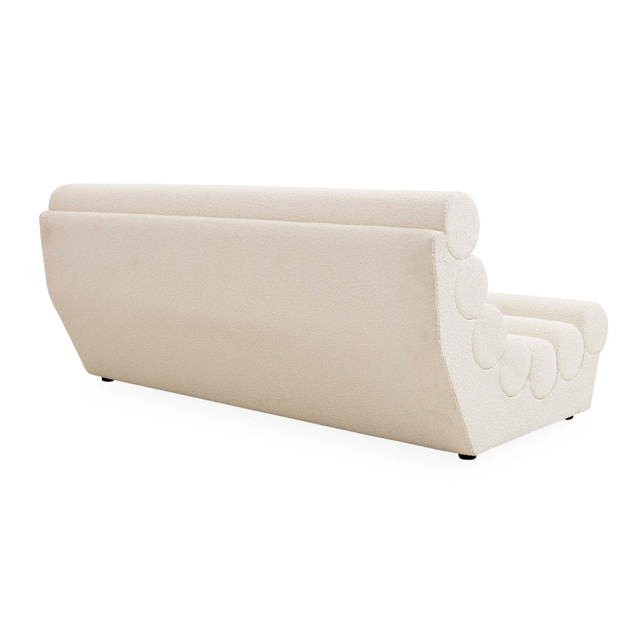   White Bouclé Channeled Slipper Sofa | Oroa.com