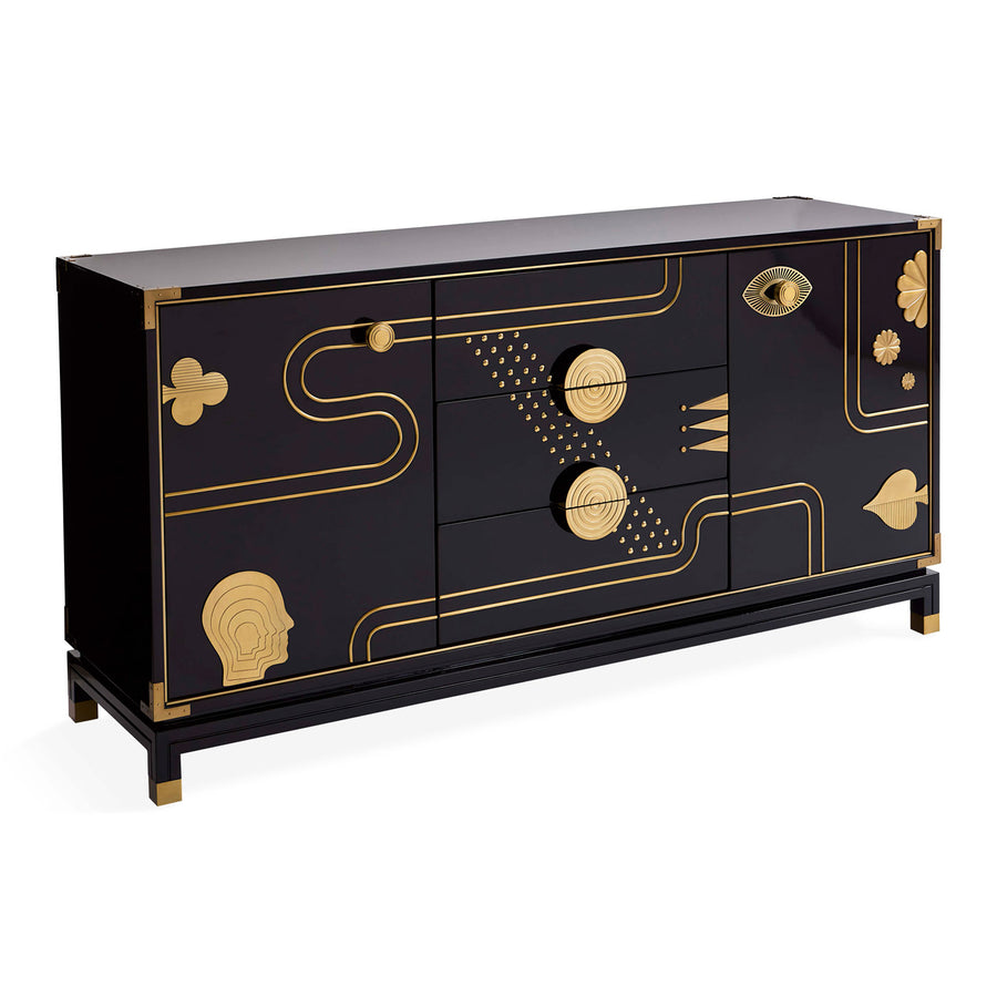   Gold Etched Black Sideboard | Oroa.com