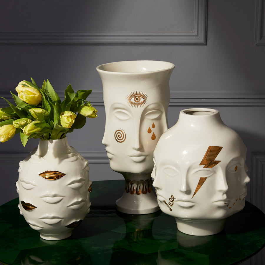   Gilded Porcelain Face Urn | Oroa.com