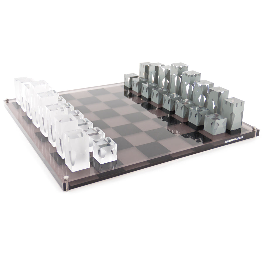   Smoked & Clear Acrylic Chess Set | Oroa.com