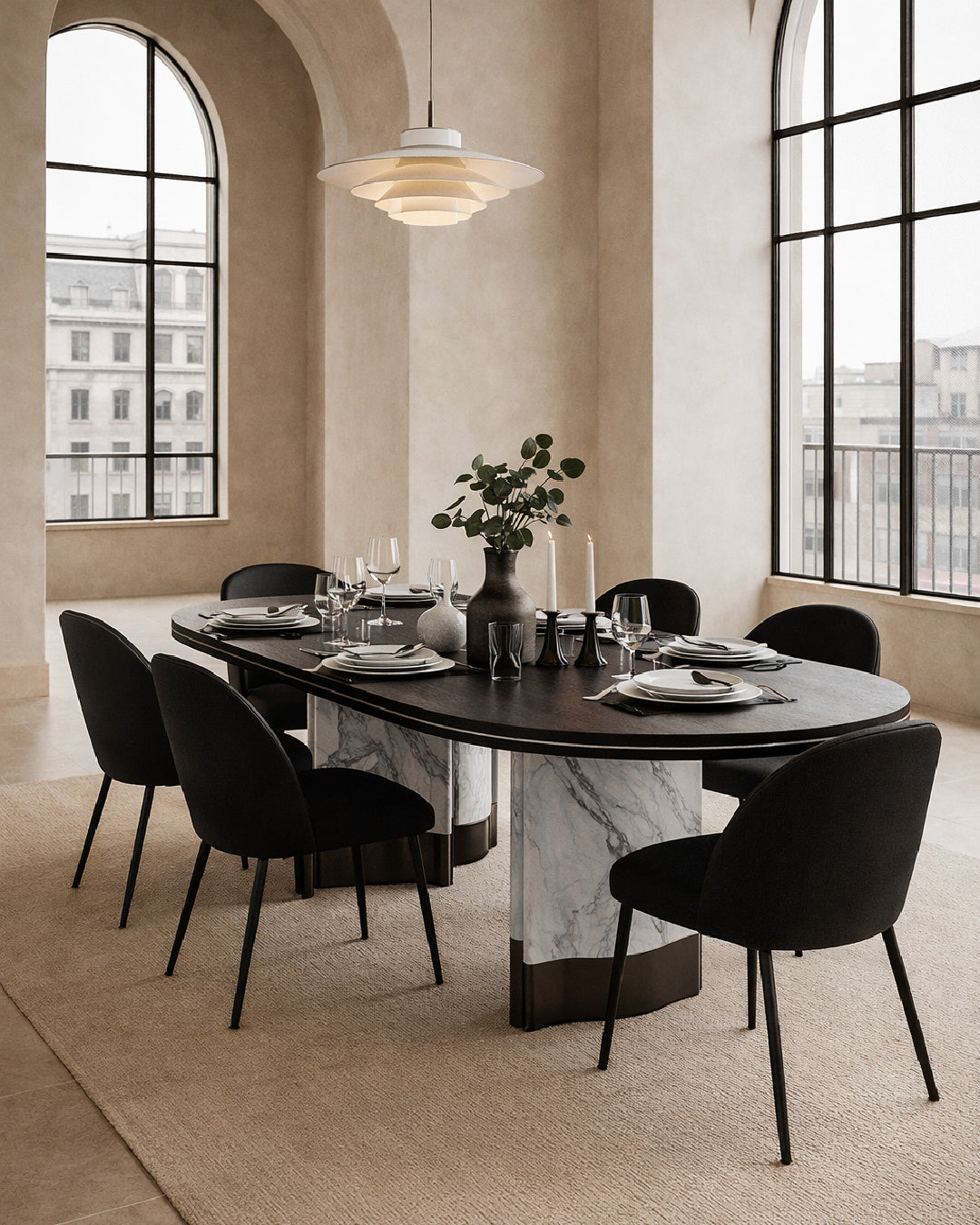   Oval Black Oak Dining Table | Oroa.com