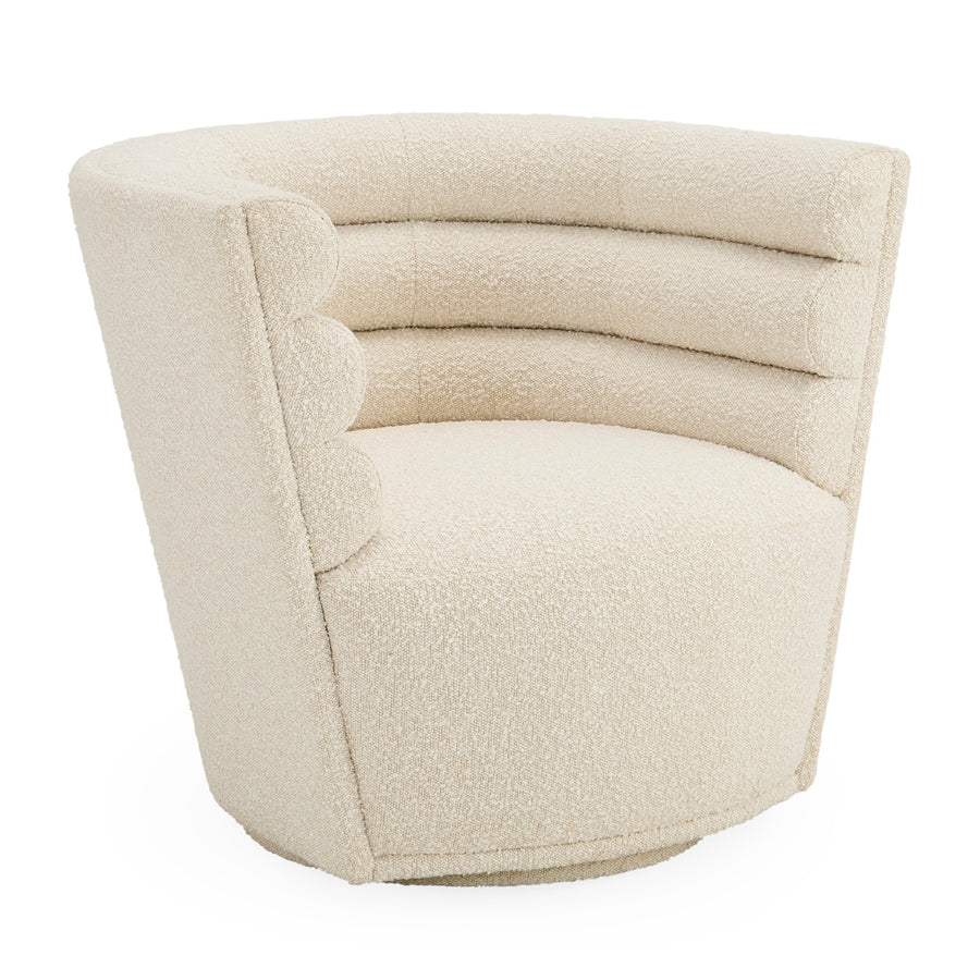   Channeled Bouclé Swivel Club Chair | Oroa.com