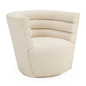   Channeled Bouclé Swivel Club Chair | Oroa.com