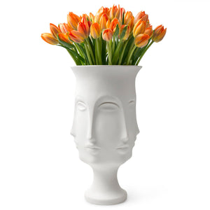   Unglazed Porcelain Faces Urn | Oroa.com