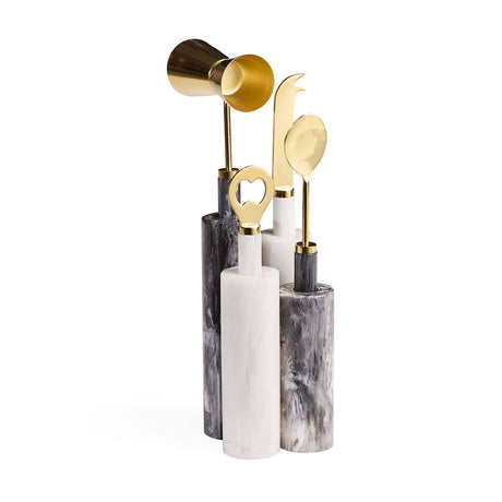   Marbleized Black & White Barware Set | Oroa.com