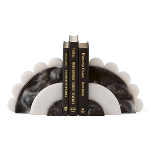   Scalloped Black & White Bookends | Oroa.com
