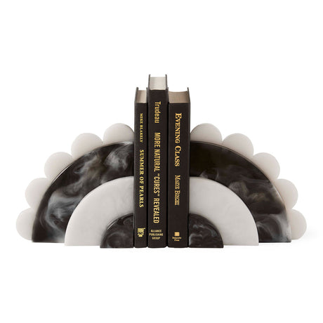   Scalloped Black & White Bookends | Oroa.com