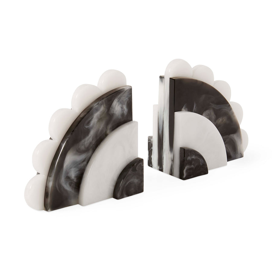   Scalloped Black & White Bookends | Oroa.com