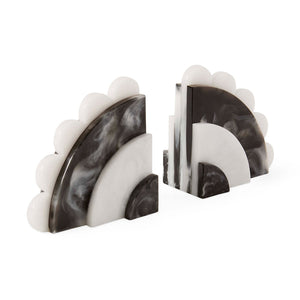   Scalloped Black & White Bookends | Oroa.com