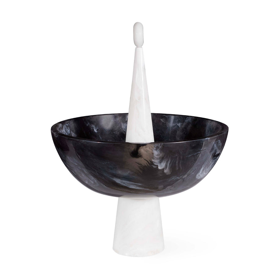   Marbleized Black & White Finial Bowl | Oroa.com