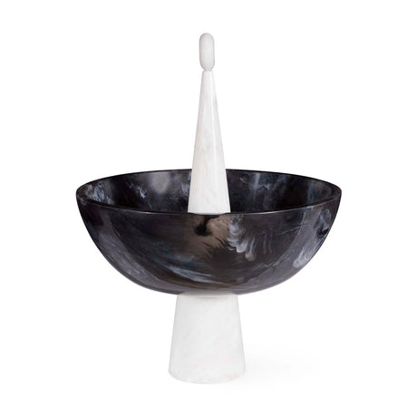   Marbleized Black & White Finial Bowl | Oroa.com