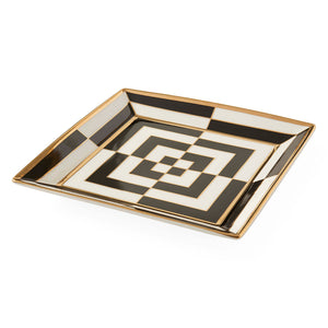   Gilded Porcelain Square Serving Tray | Oroa.com