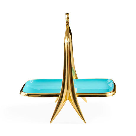   Turquoise Interior Golden Tray | Oroa.com