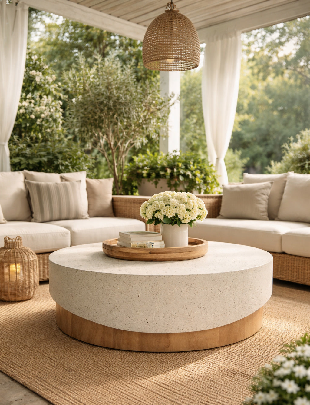   Modern European furniture - Cream Concrete Indoor/Outdoor Coffee Table - www.oroa.com | Oroa.com
