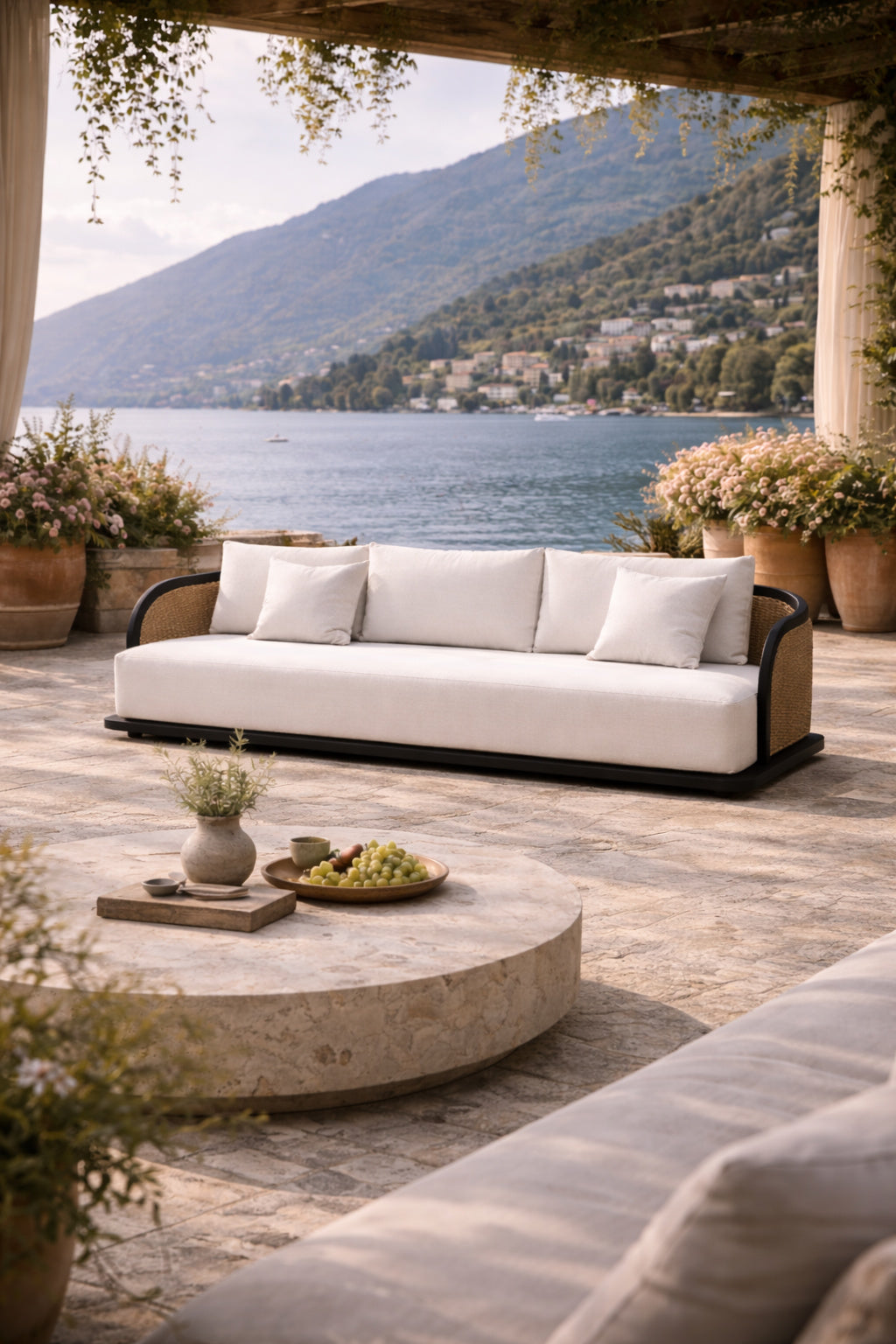   Modern European furniture - Cream Boucle Indoor/Outdoor Sofa - www.oroa.com | Oroa.com