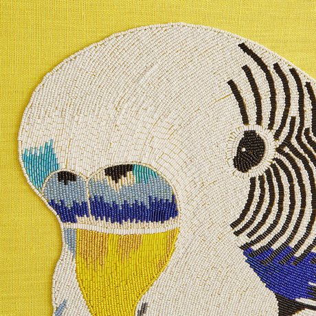   Yellow Linen Bird Beaded Art | Oroa.com