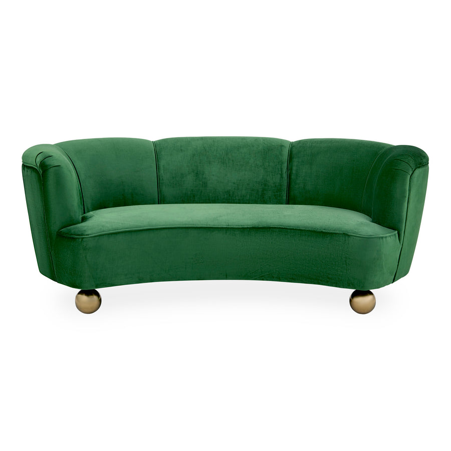   Brass Orb Feet Curved Sofa | Oroa.com