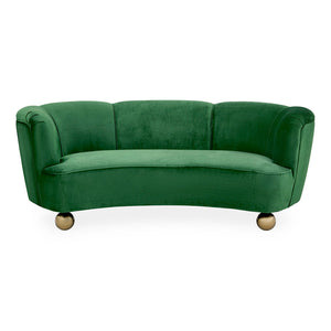   Brass Orb Feet Curved Sofa | Oroa.com