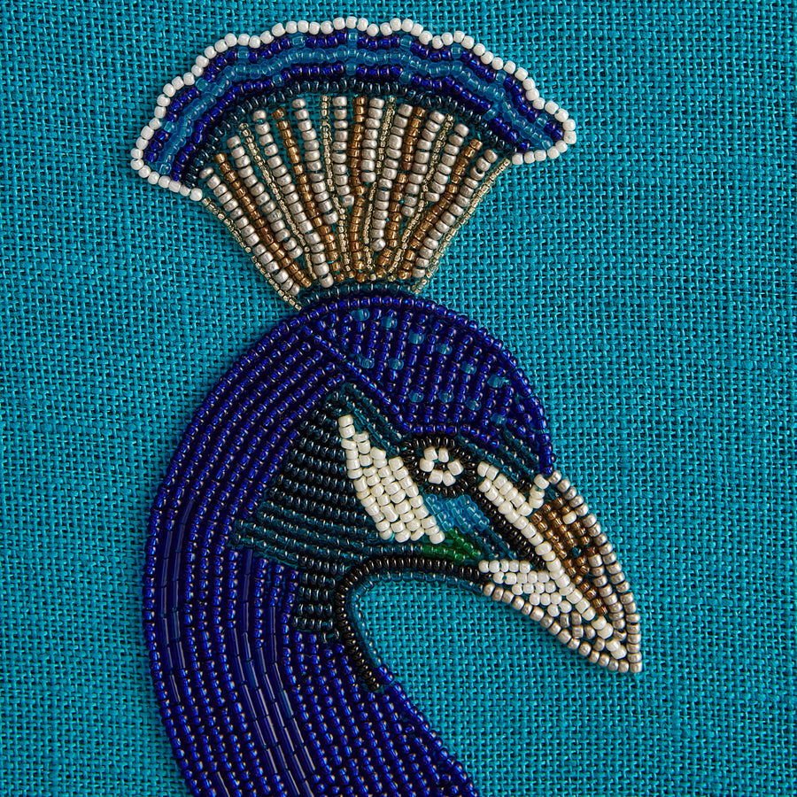   Turquoise Linen Beaded Art | Oroa.com