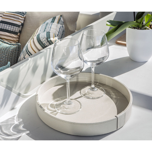   Calfskin Leather Round Tray | Oroa.com