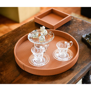   Calfskin Leather Round Tray | Oroa.com