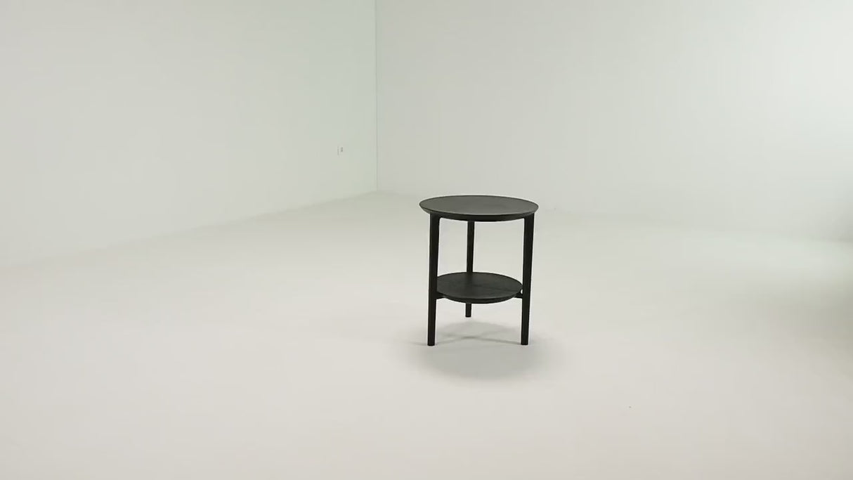   Circular Tiered Black Oak Side Table | Oroa.com