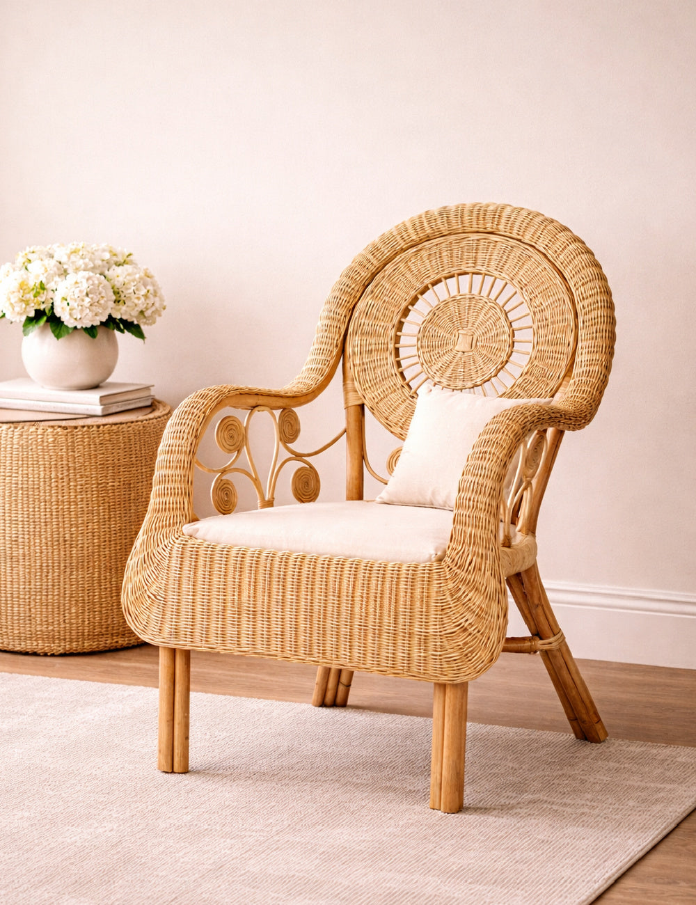   Modern European furniture - Curled Rattan Detail Accent Chair - www.oroa.com | Oroa.com