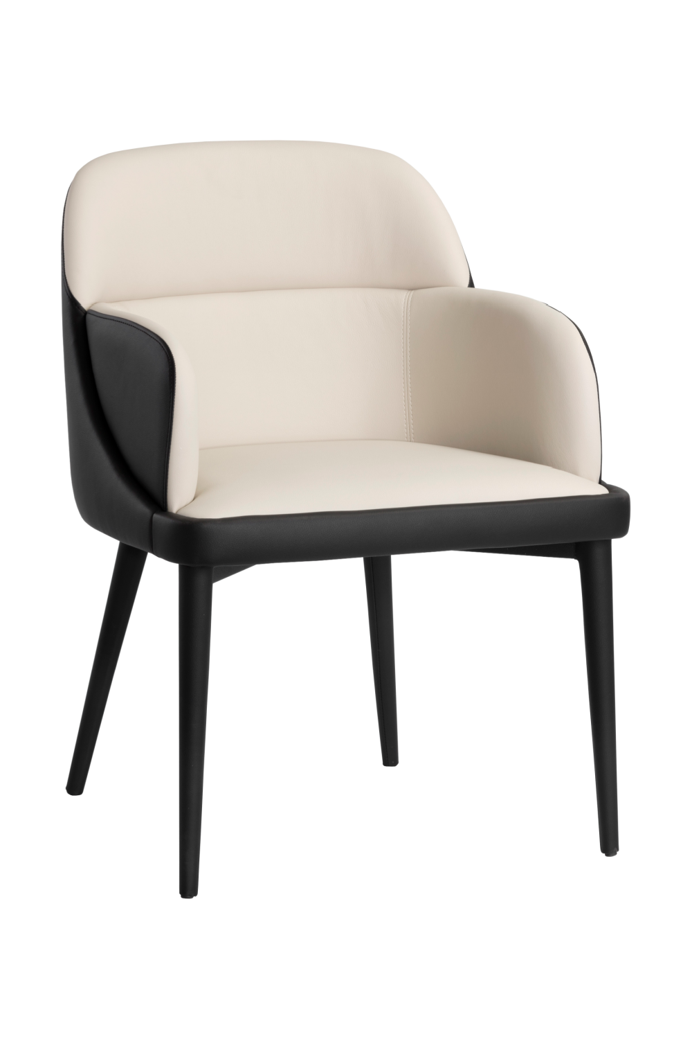   Modern European furniture - Cream and Black Leather Dining Chair - www.oroa.com | Oroa.com