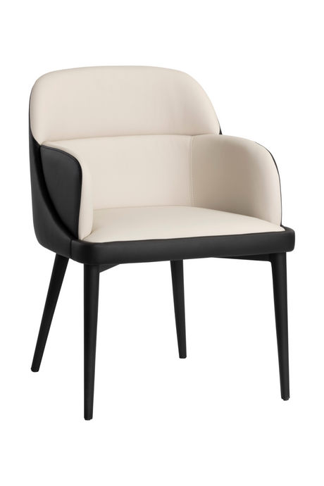   Modern European furniture - Cream and Black Leather Dining Chair - www.oroa.com | Oroa.com