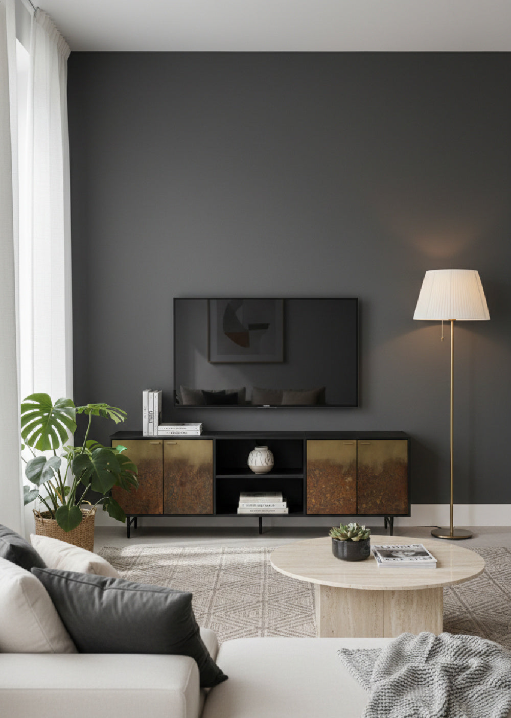   Modern European furniture - Antique Brass Patina 4-Door Cabinet - www.oroa.com | Oroa.com