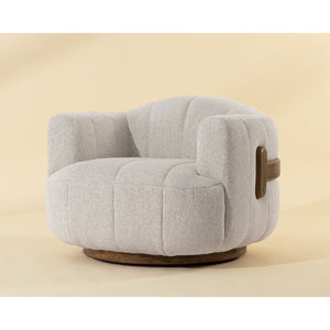   Modern European furniture - Cream Channeled Swivel Lounge Chair - www.oroa.com | Oroa.com