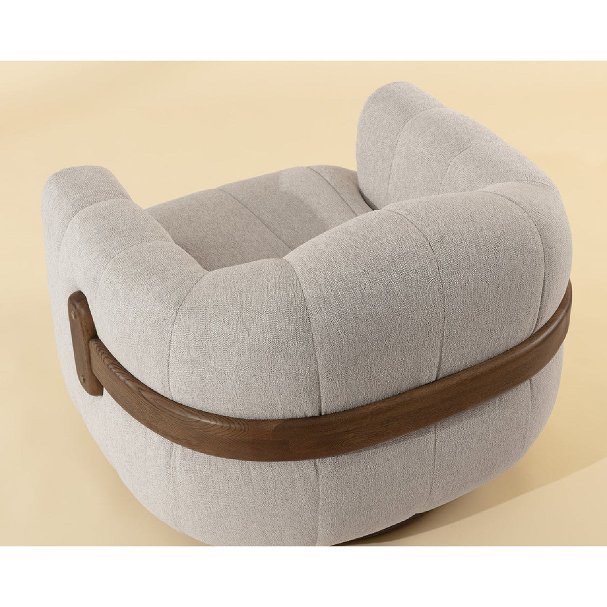   Modern European furniture - Cream Channeled Swivel Lounge Chair - www.oroa.com | Oroa.com