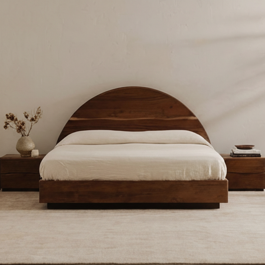   Modern European furniture - Arched Acacia Wood Bed - www.oroa.com | Oroa.com