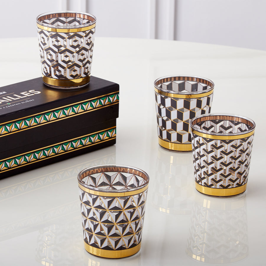   Gold Detail Glassware Set (4) | Oroa.com