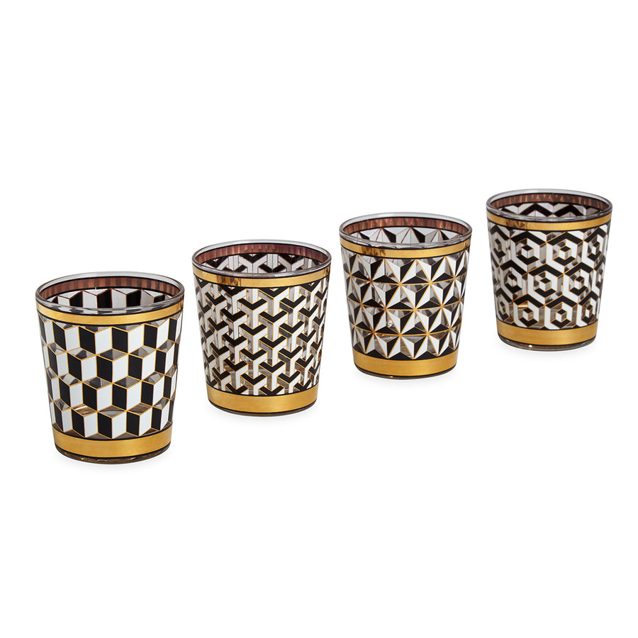   Gold Detail Glassware Set (4) | Oroa.com