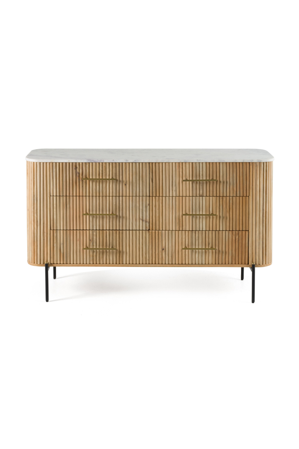   Fluted Mango Wood 6-Drawer Dresser | Oroa.com