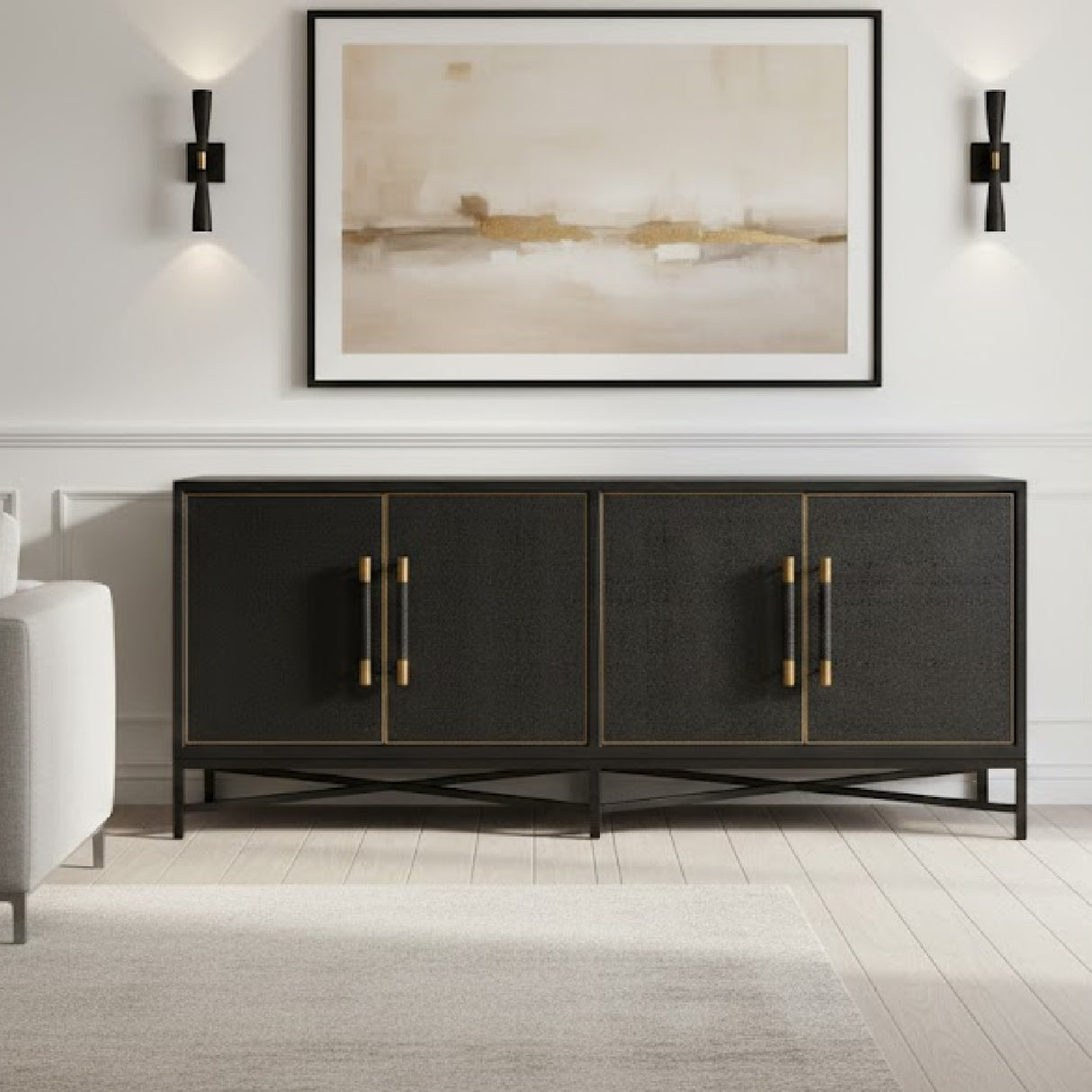   Modern European furniture - Vegan Leather 4-Door Sideboard - www.oroa.com | Oroa.com