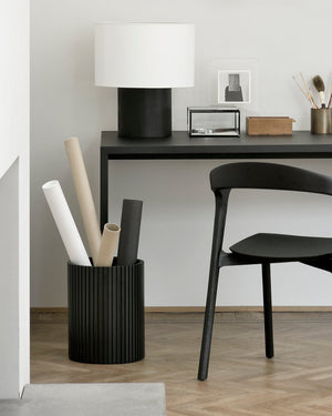   Cylindrical Black Mahogany Paper Basket | Oroa.com
