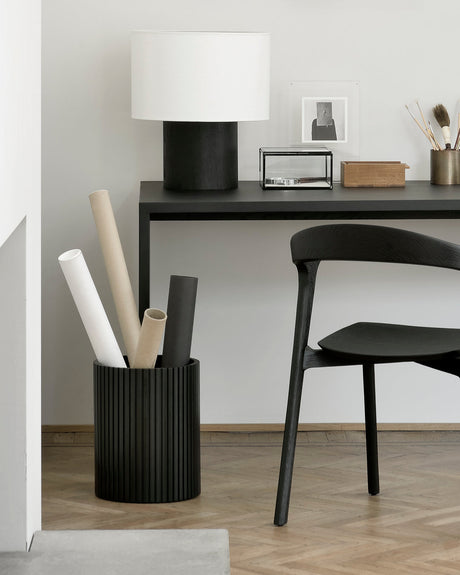   Cylindrical Black Mahogany Paper Basket | Oroa.com