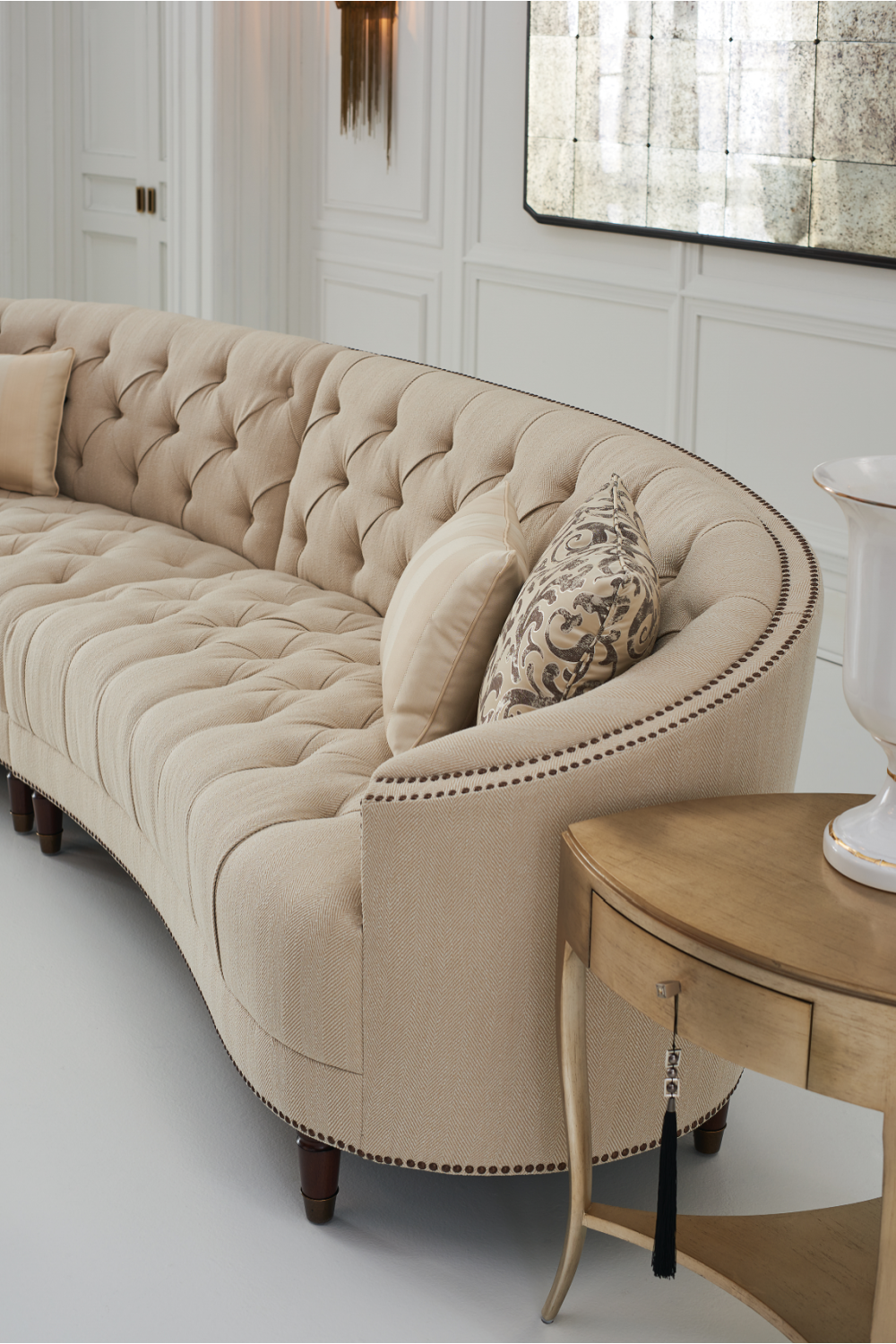   Nail-Trimmed Tufted Sofa | Oroa.com
