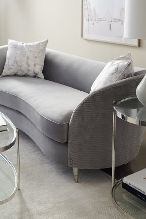   Gray Velvet Curved Sofa | Oroa.com